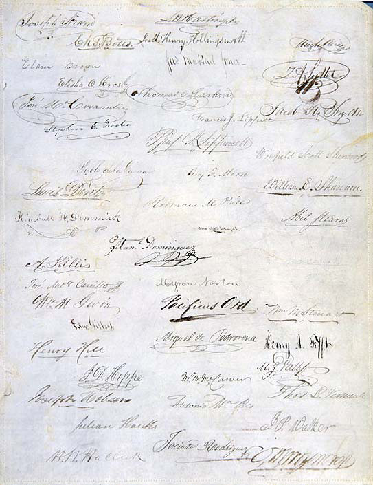 Signatures on the California Constitution of 1849.