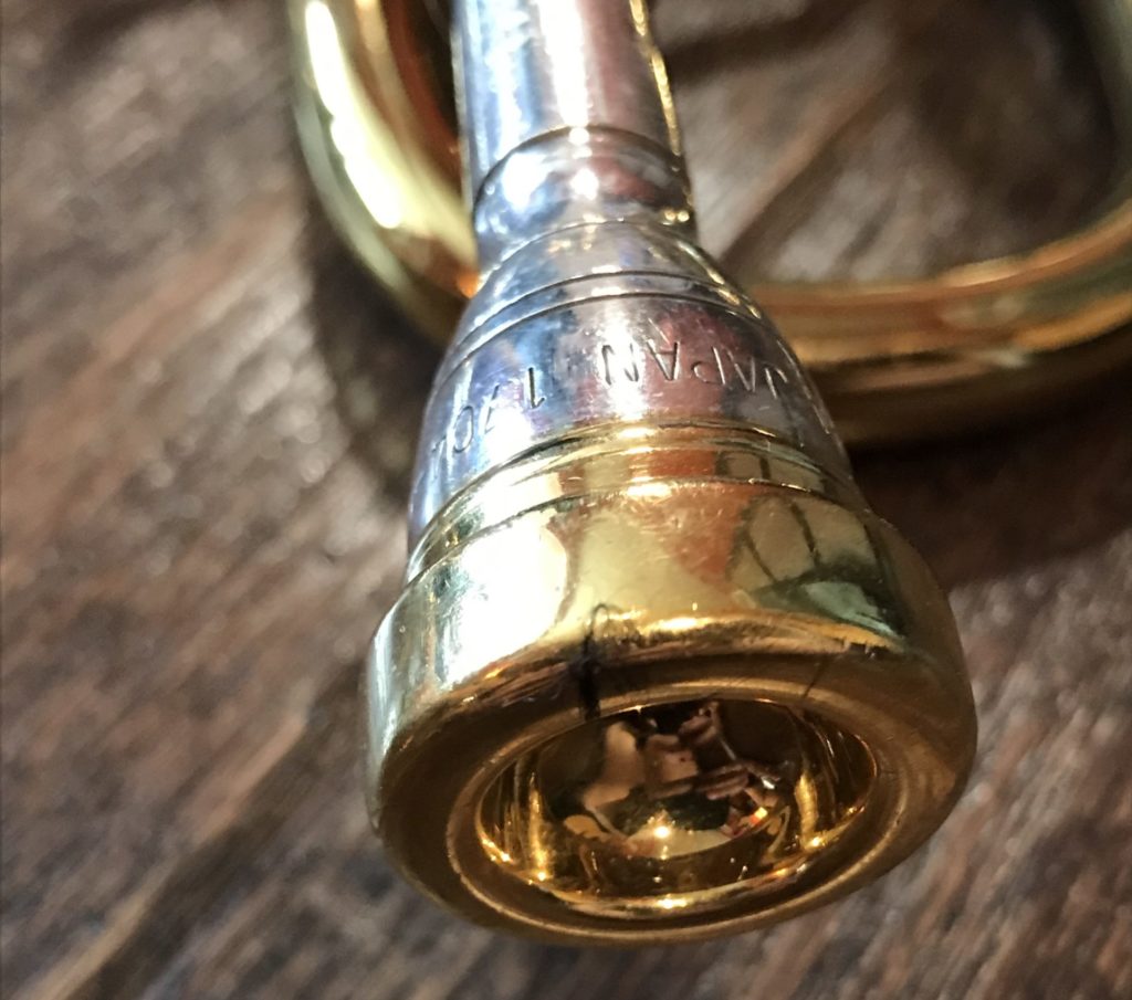 Trumpet mouthpiece closeup