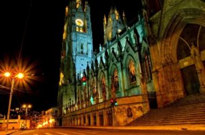 Basilica de Voto Natcional at night