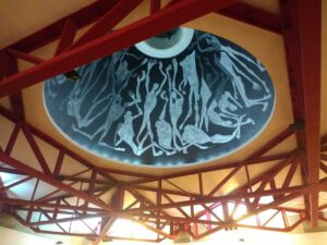 Art on a domed ceiling in the Guayasamin Museum
