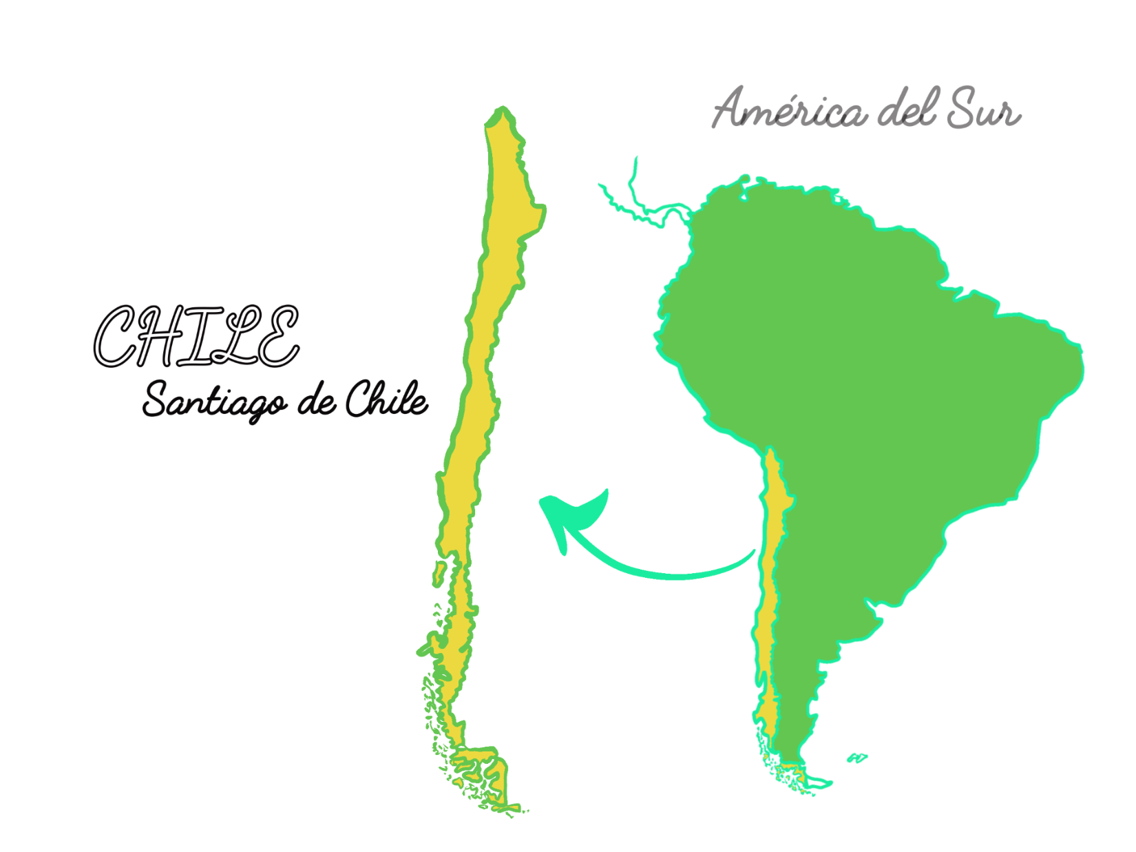 A map of South America, with Chile highlighted