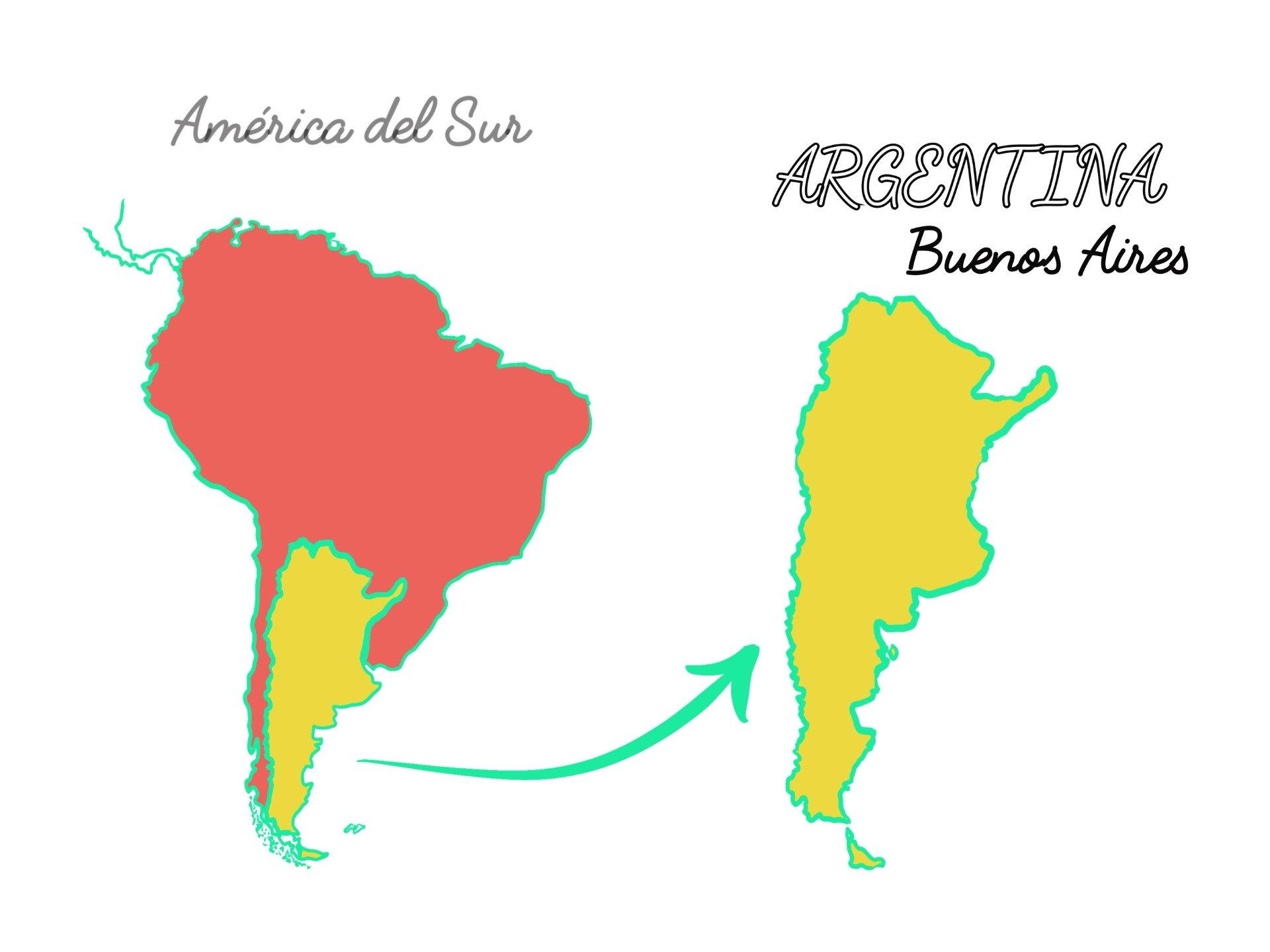 A map of South America, with Argentina highlighted