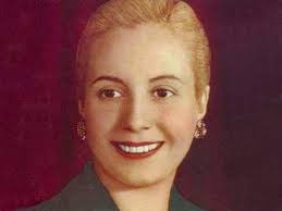 A smiling portrait of Evita Peron