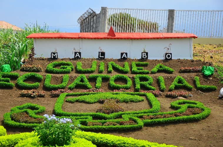 Hedges in the shape of the words Guinea Ecuratorial