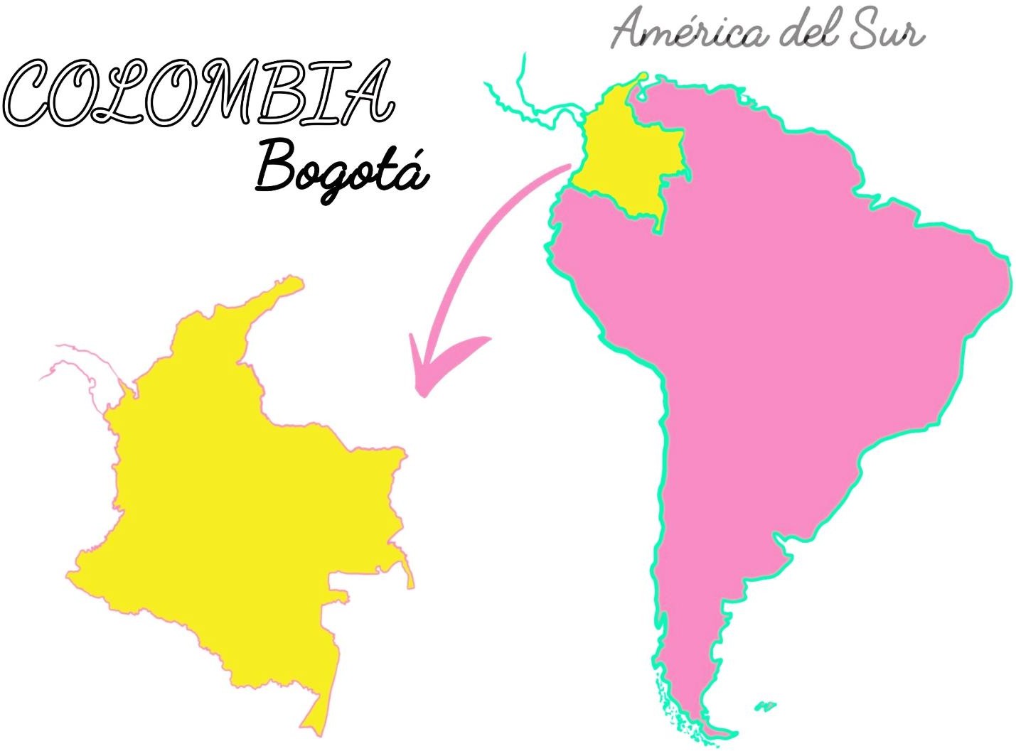 A map of South America, with Columbia highlighted