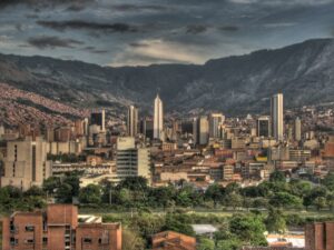 The skyline of Medellín