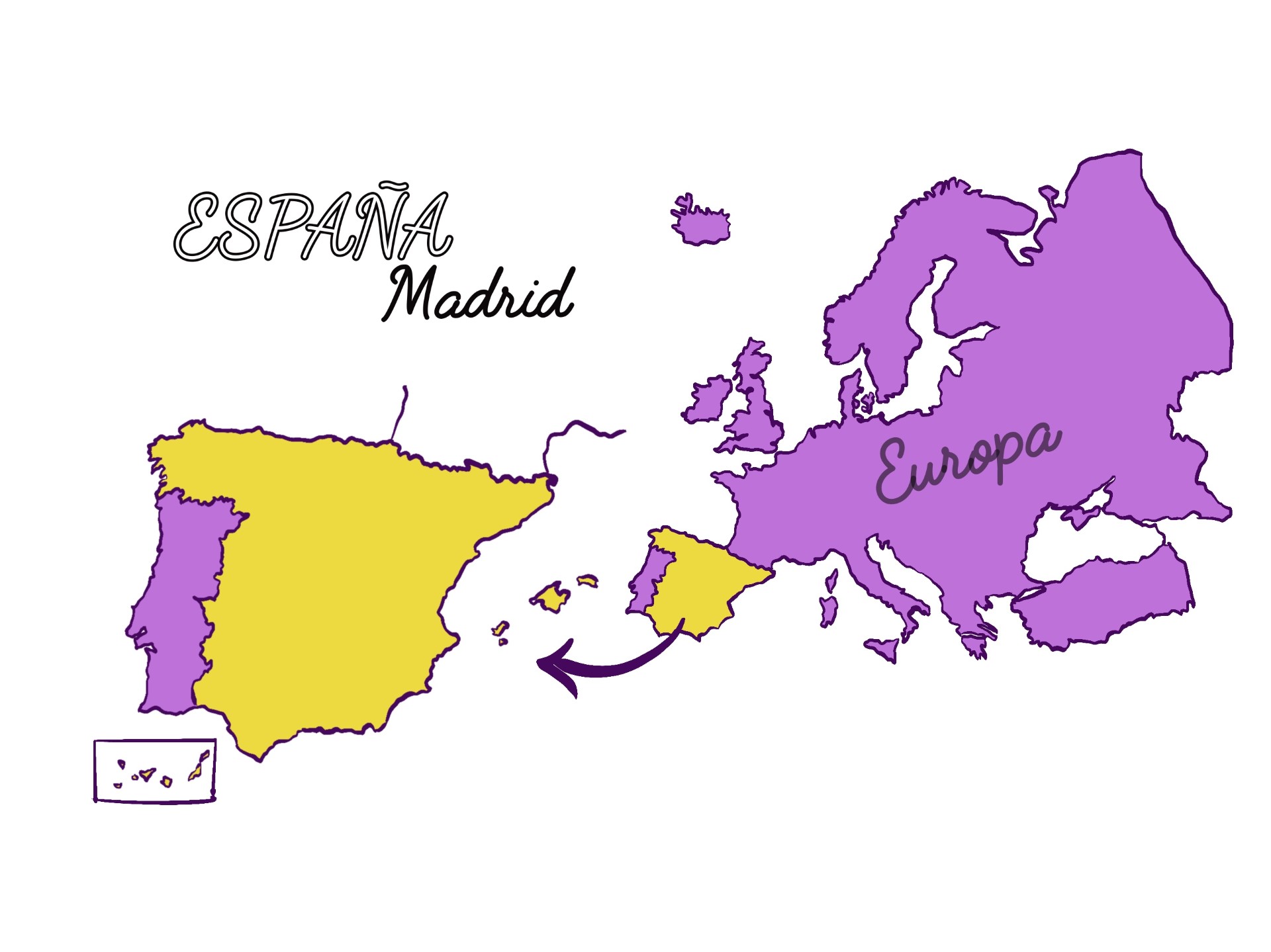 A map of Europe, with Spain highlighted