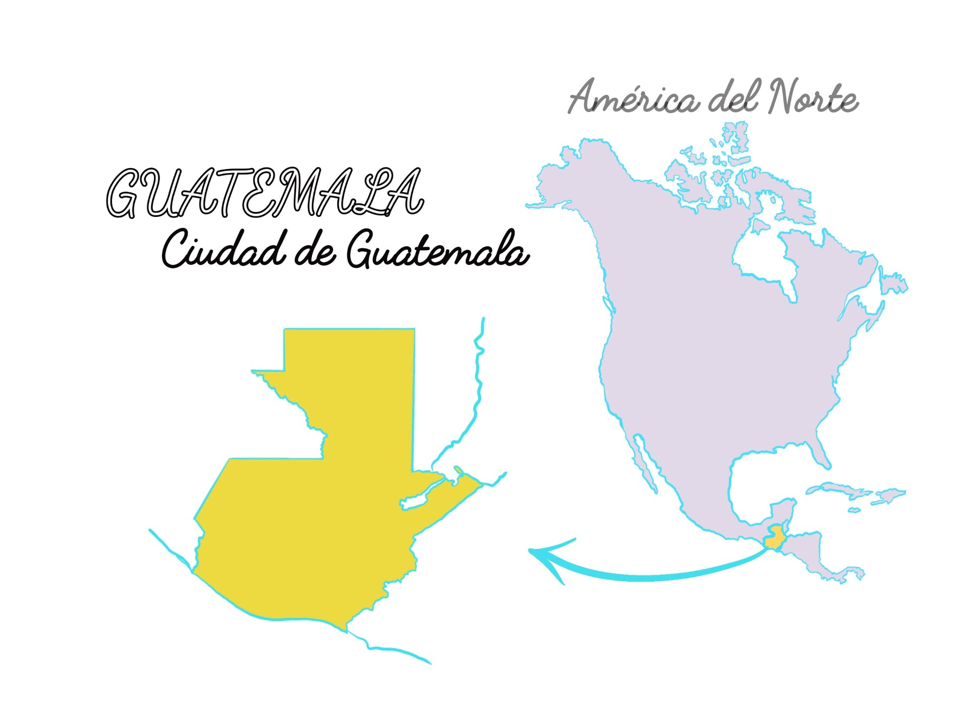 A map of North America, with Guatemala highlighted