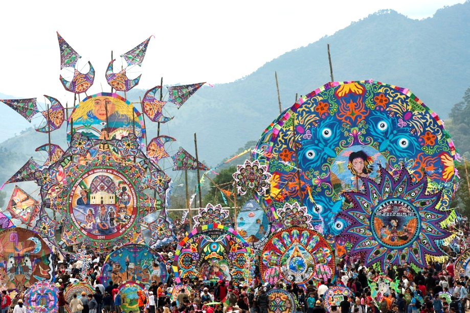 Intricately painted barriletes (giant kites)