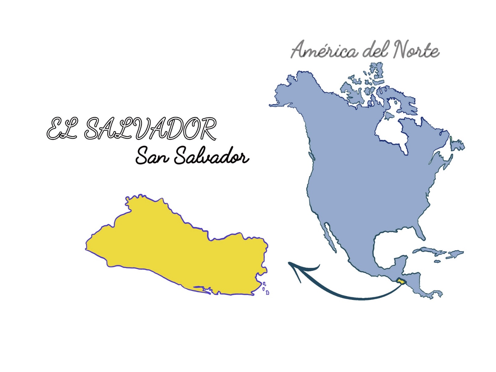 A map of North America, with El Salvador highlighted