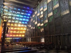 Sunlight shining through stained glass windows in the the Catedral Metropolitana de San Salvador