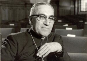 A black-and-white photograph of the priest Oscar Romero