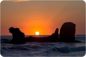 A sunset over the ocean