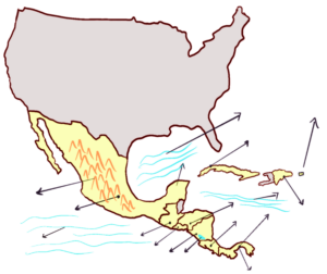 A map of central and North America