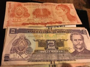 Honduran currency - one and two lempira notes