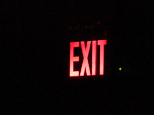 Red glowing exit sign