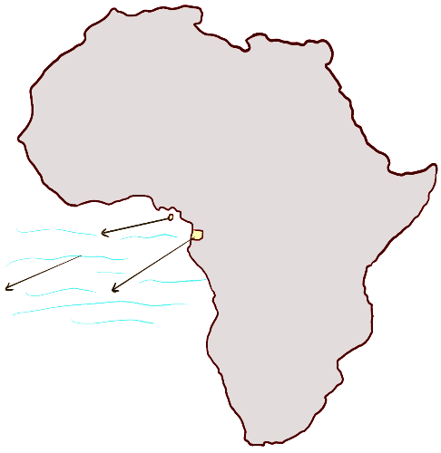A map of Africa, with two countries highlighted