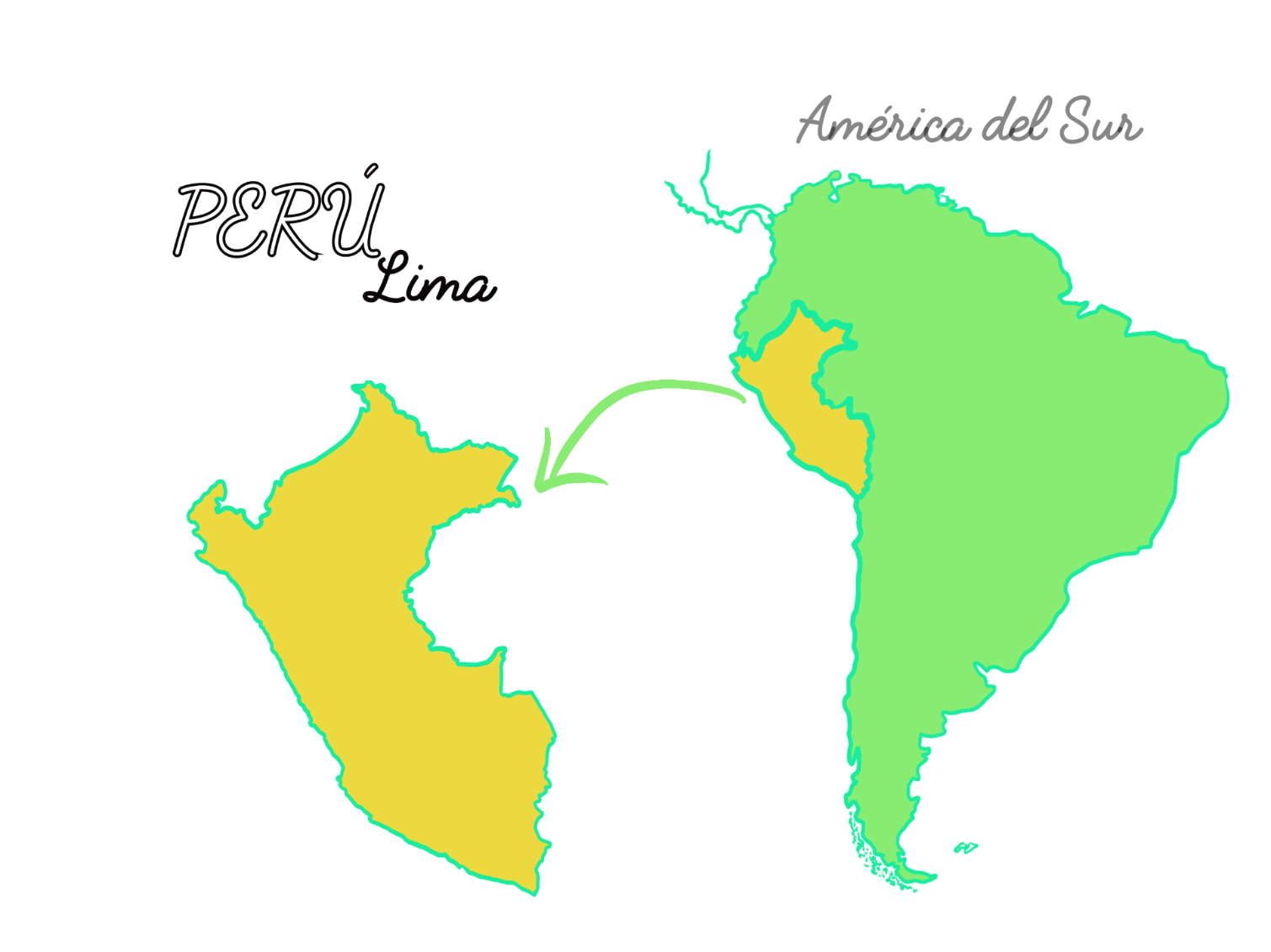 A map of South America, with Peru highlighted