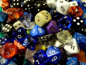 a picture of different types of numbered dice.