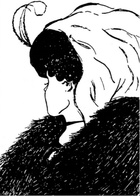 drawing that produces an optical illusion where you see an old lady or young girl depending on how you look at it