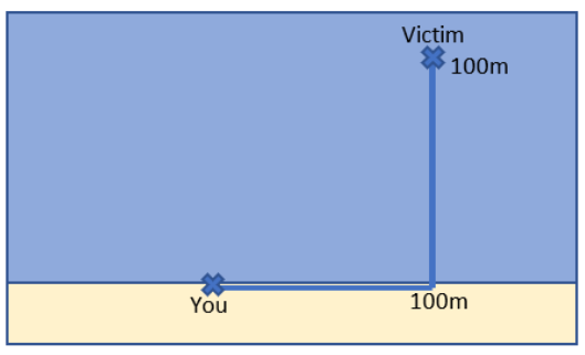 rough sketch of locations of lifeguard and victim