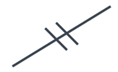 A diagonal line with two short crosshatches