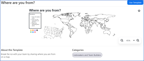 A screenshot of a Zoom whiteboard asking students to pin where they are located on a world map