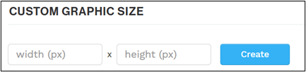 A screenshot of the Snappa creation process, which starts with the user inputting width and height in pixels to create a new project.