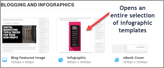 A screenshot of Snappa's options for templates.