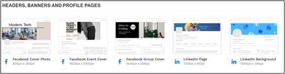 A screenshot of Snappa's templates for social media.