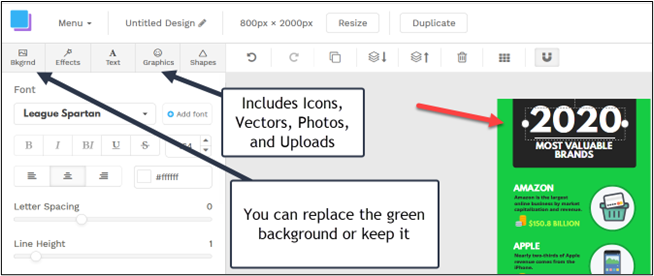 A screenshot of the Snappa design editor interface.