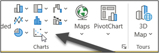 Screenshot of the icons available for charts in Excel.