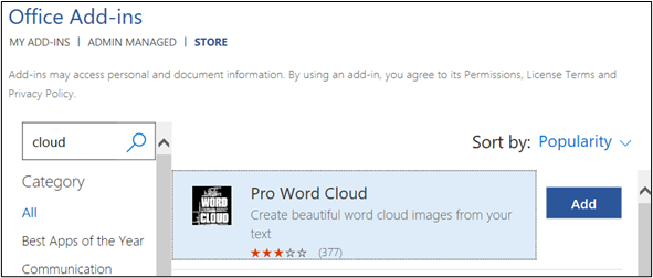Screenshot of Add-in Instruction step 1