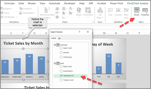 shows inserting a slicer - a tool that filters data in Excel