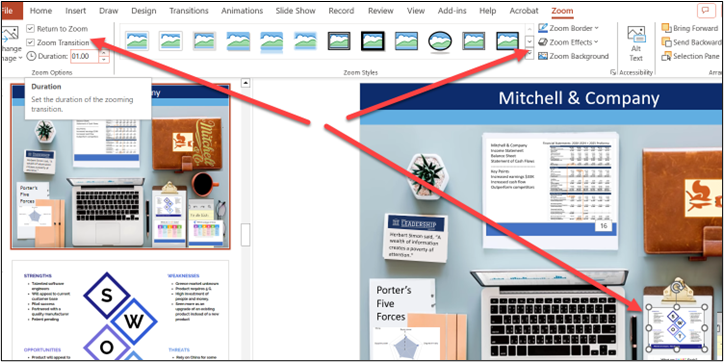 demonstrates how to return to landing page using Zoom feature