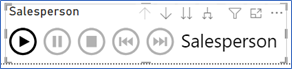 A screenshot showing the play axis button to cycle through the data in Power BI Desktop