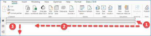 A screenshot showing how to adjust the buttons to vertical format in three steps in Power BI Desktop