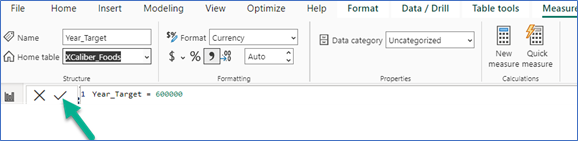 A screenshot showing how to write a DAX expression in Power BI Desktop