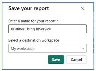 A screenshot of naming the file to show it was created in BI Services online by adding BIService to the name