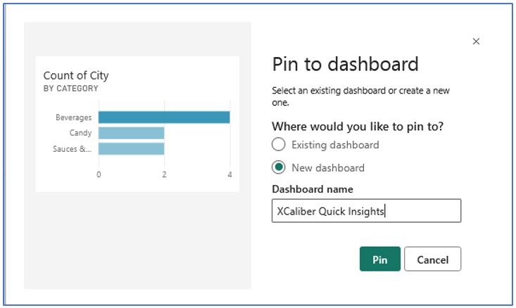 How to pin a quick insight chart to a dashboard in Power BI Services Online