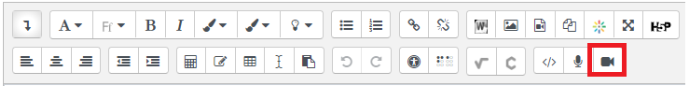 Atto editor toolbar insert video button.