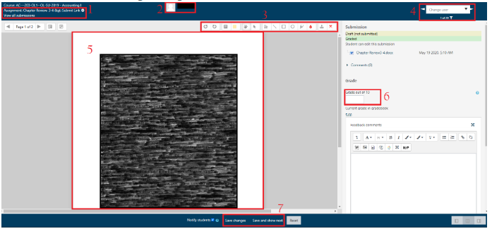 The grading interface for Moodle's native Assignment activity