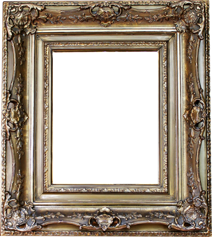 An empty gold picture frame