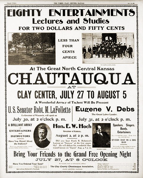 Advertisment for Chautauqua lectures