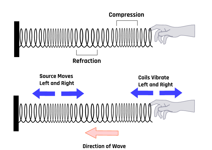 Characteristics of a longitudinal wave on a slinky.